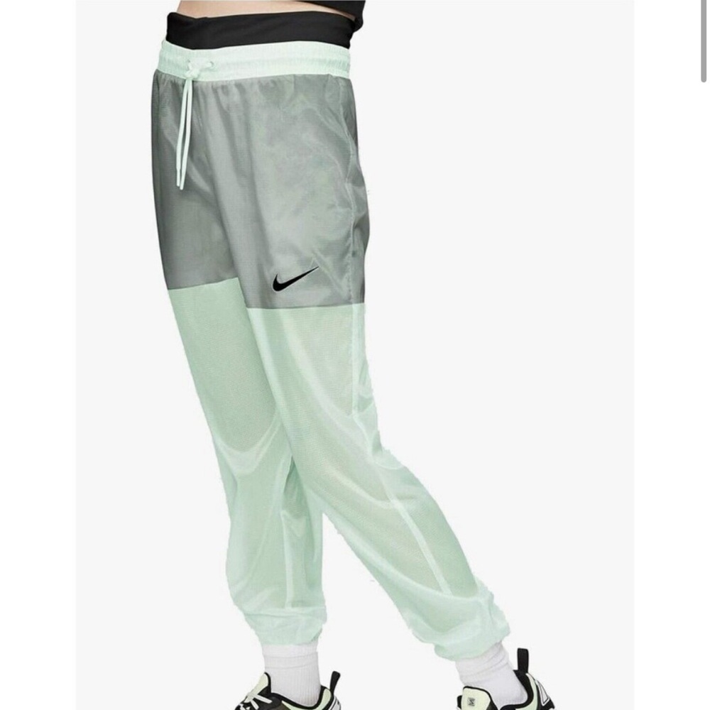 Nike Sportswear Sheer Neon Green Indio Woven Jogger Pant small mint black